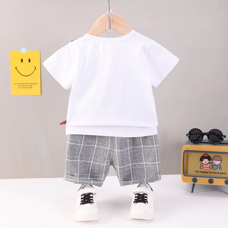 New Summer Baby Clothes Suit Children Boys Fashion Plaid T-Shirt Shorts 2Pcs/Sets Toddler Casual Costume Infant Kids Tracksuits