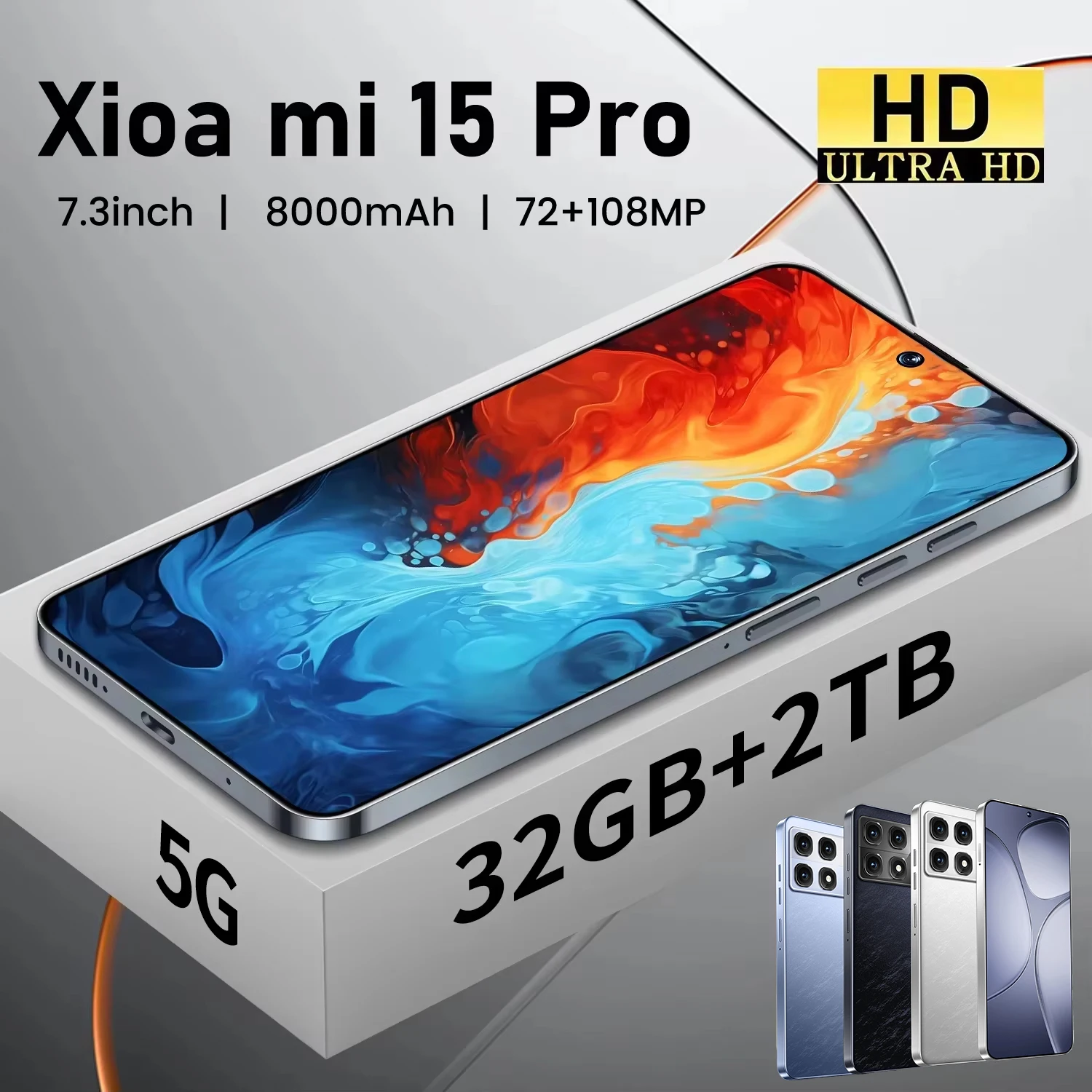 Original Mobile Phones Deals Xioa mi 15 Pro Smartphone 7.3 inch Full Screen 4G 5G Cell Phone 8000mAh Brand New Phones Global