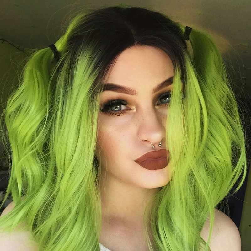 European and American fashion wig for women, instant noodle roll, colored short curly hair, Halloween wig set, synthetic fiber w