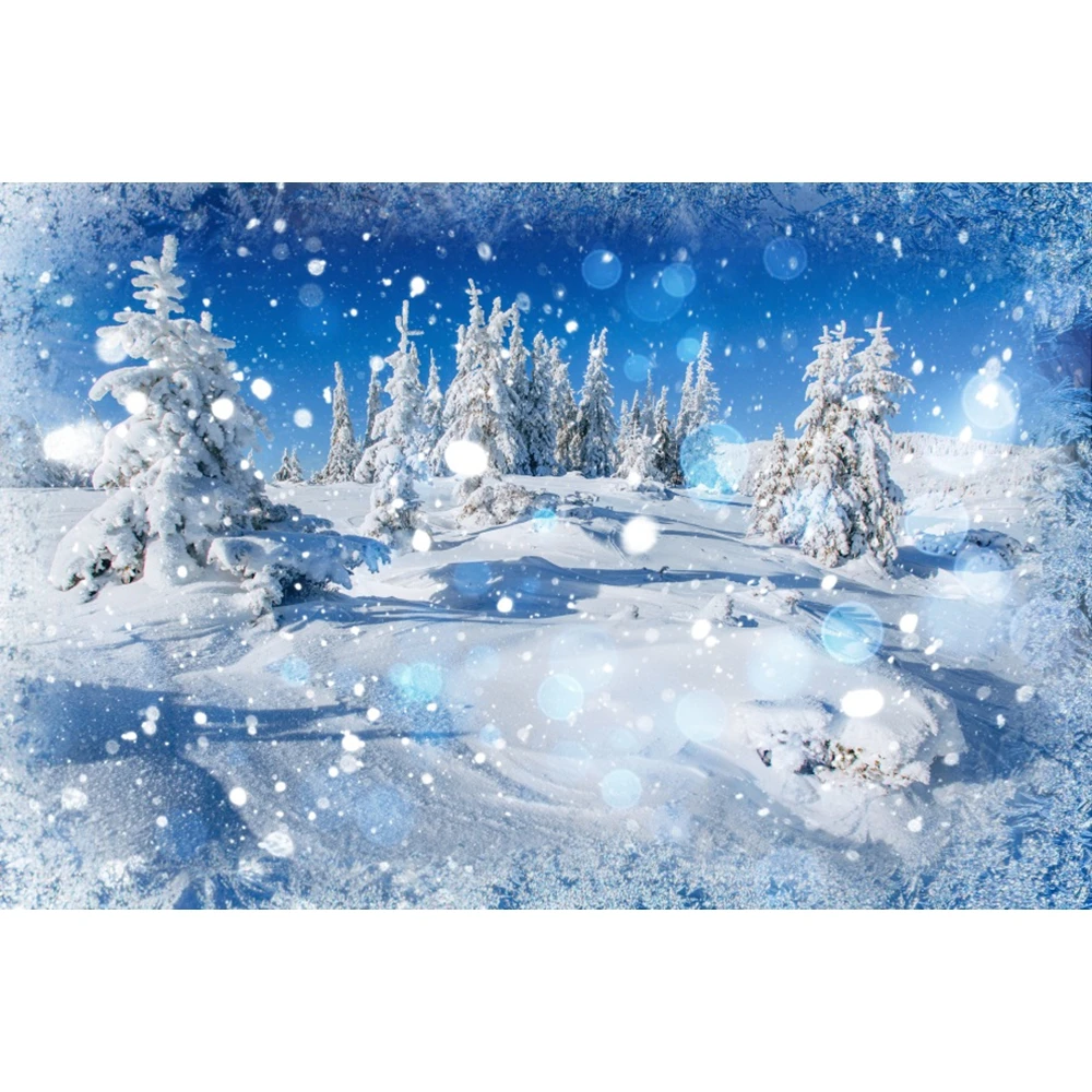 Winter Snow Scene Backdrop Snowflake Forest Mountain Nature Landscape Christmas Baby Portrait Photography Backgound Photo Studio