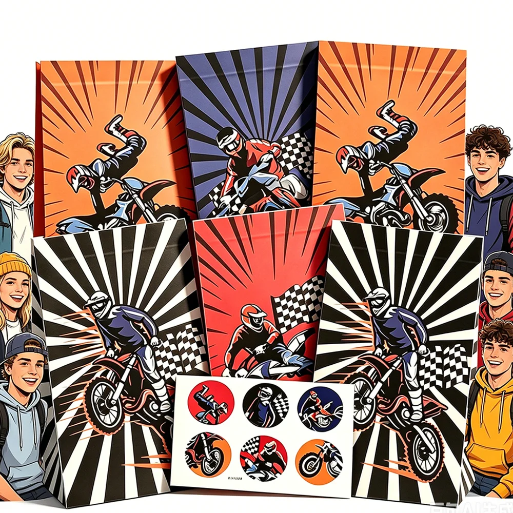 Dirt Bike Party Taschen für Jungen Motorrad Geburtstag Party Dekoration Lieferungen Motocross Party Gefälligkeiten Süßigkeiten Geschenk Taschen für Kinder – Detail 3