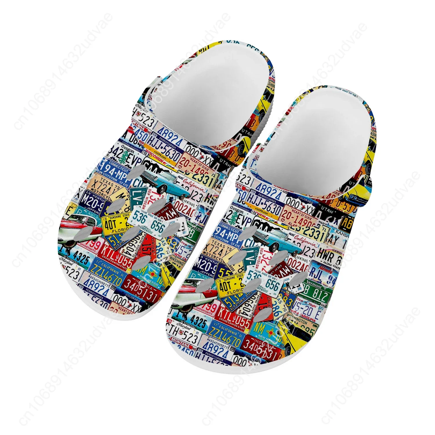 ترخيص لوحة السيارة رقم الرجعية الجدة تصميم أحذية ماء رجل إمرأة حديقة المنزل قباقيب تخصيص الصنادل ثقب الشاطئ النعال #2