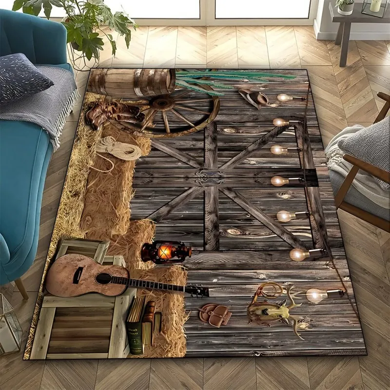Rustic Wood Door Carpet Living Room Large Rug Vintage Barn Plank Bedroom Decor Modern Area Rugs Sofa Floor Mat Home New