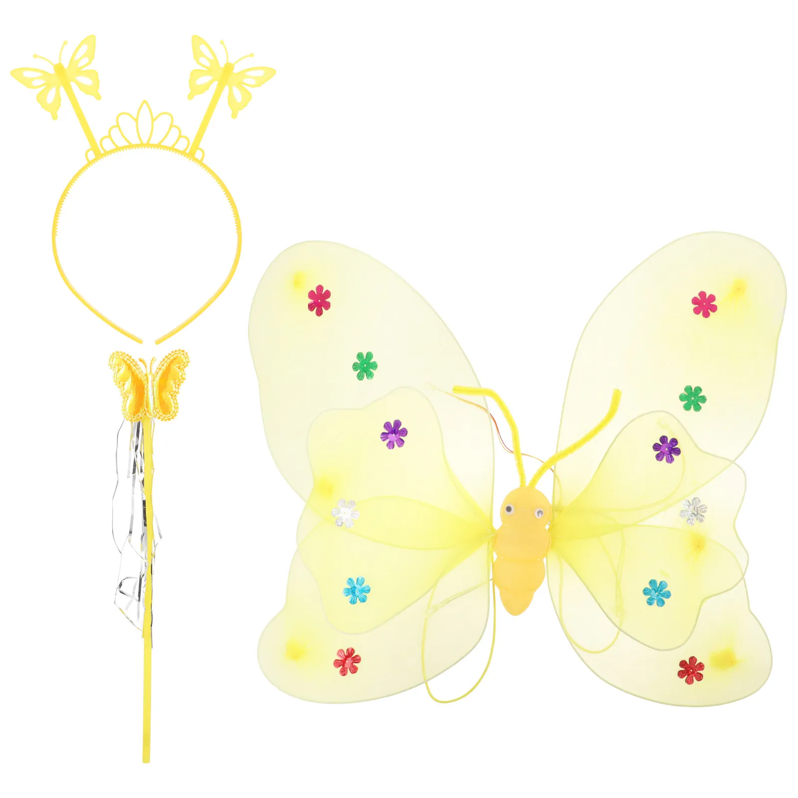 Ensemble d'ailes à double couche, 3 pièces, Costume de Cosplay d'ange et de fée, pour la danse, la scène, accessoires d'anniversaire et d'halloween