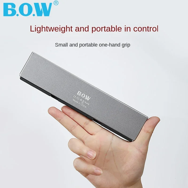 BOW Foldable Bluetooth Keyboard Rechargeable Keyboard Mini Folding Wireless Keyboard Aluminum Keypad With Stand For Phone