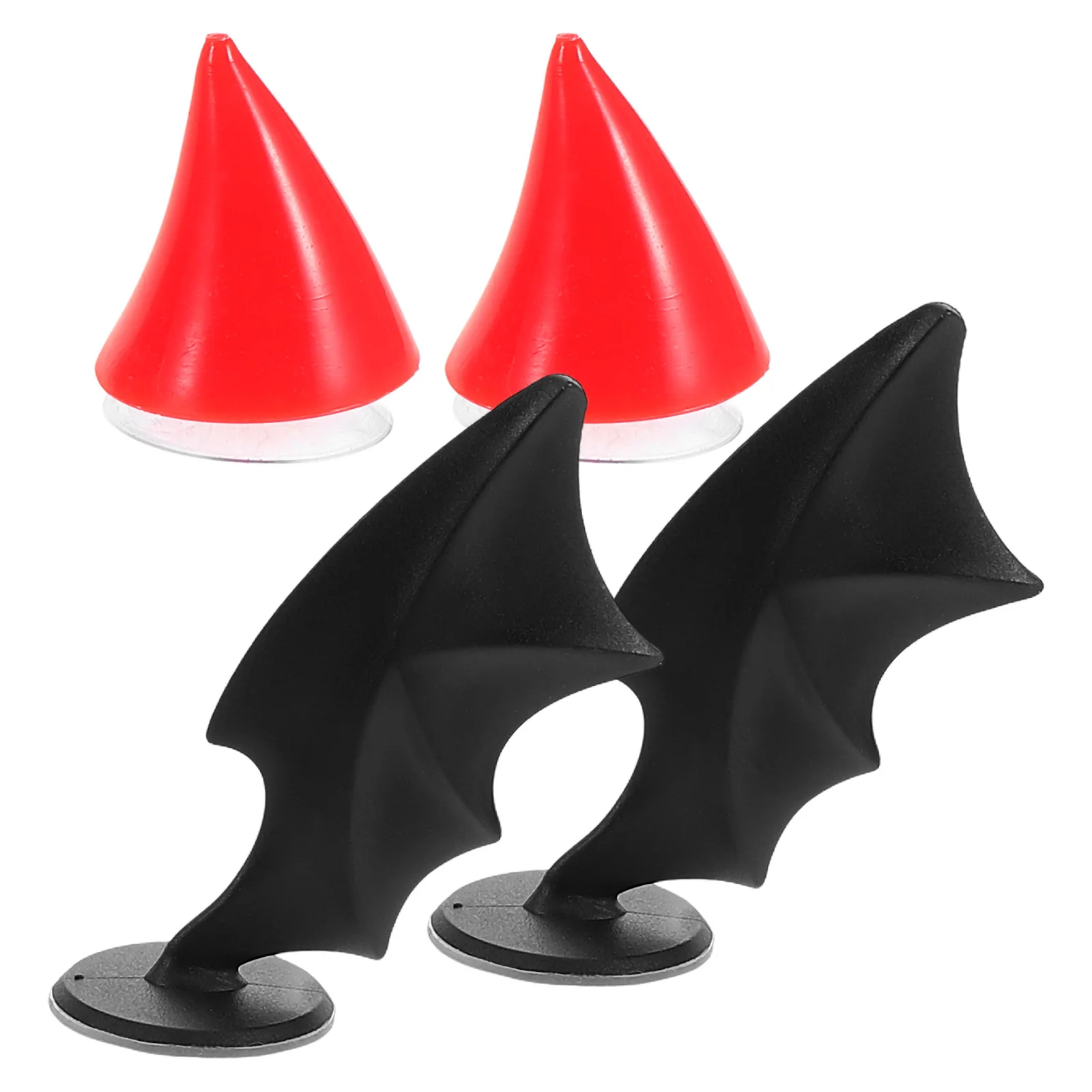 4 قطعة قرون الشيطان أجنحة دراجة نارية اكسسوارات آذان القط عصا على شفط كأس زينة للدراجات التزلج الرجال النساء