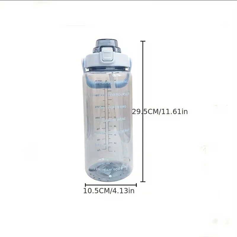 2000ml Large Capacity Sports Water Bottle with Straw Portable Leak-Proof for Fitness Outdoor Activities Durable Hiking Running