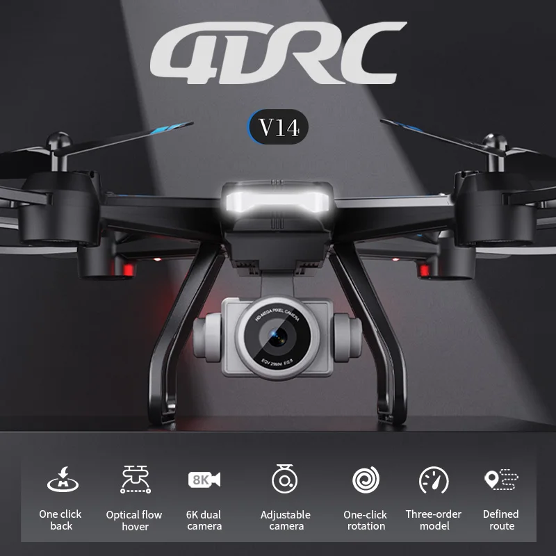 4DRC V14 Drone with 6K HD Camera Live Video Wide-Angle Wifi FPV Drones Altitude Hold Remote Control Quadcopter Toys Gifts