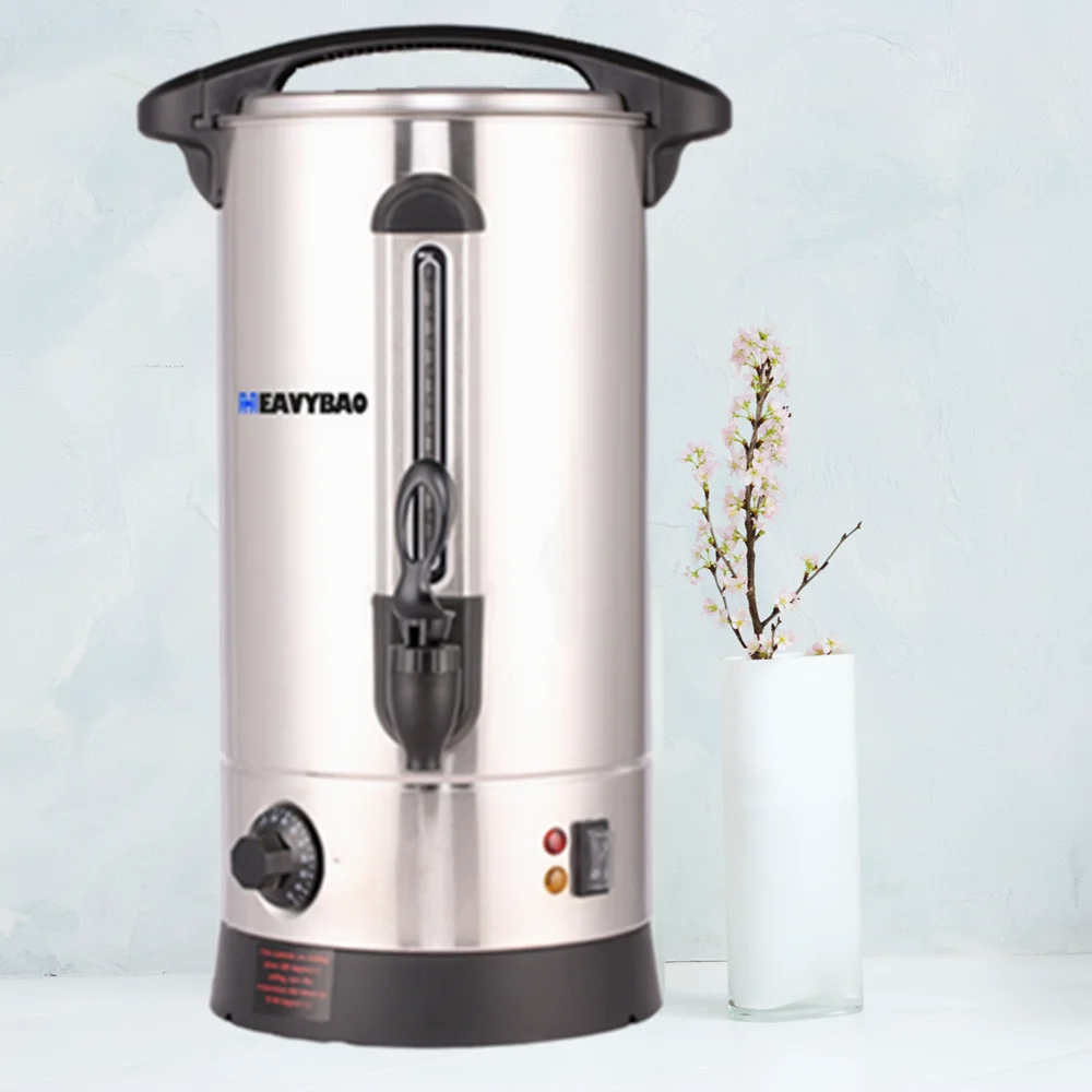 

Heavybao Chinese Style Plug Stainless Steel 10L Single Layer Commercial Coffee Tea Catering Drinking Boiler Coffee Urn Water Urn