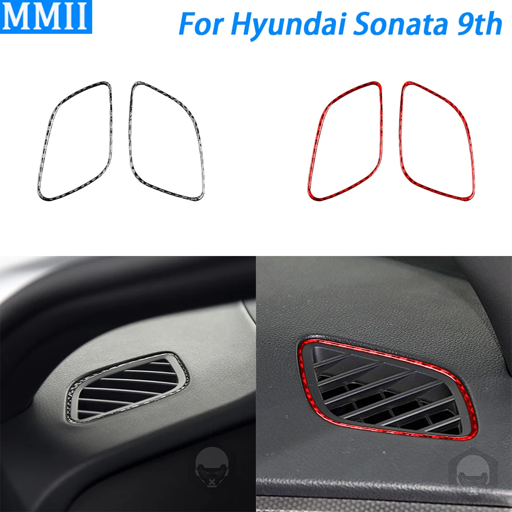 

For Hyundai Sonata 9th 2015-2017 Accessories Carbon Fiber Dashboard Defogging Air Vent Outlet Panel Cover Car Interior Sticker