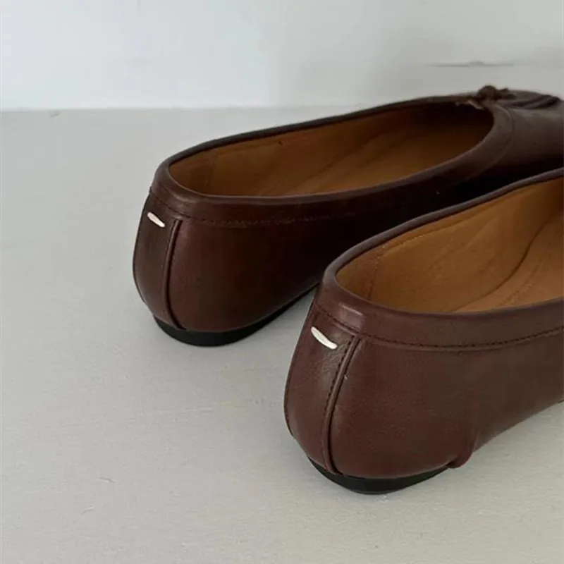 Split-Toe Damen Ballerinas Modische Tabi-Schuhe Lässige Slip-on Loafers Damen Plissierte Leder-Espadrilles Zapatillas Mujer – Detail 35