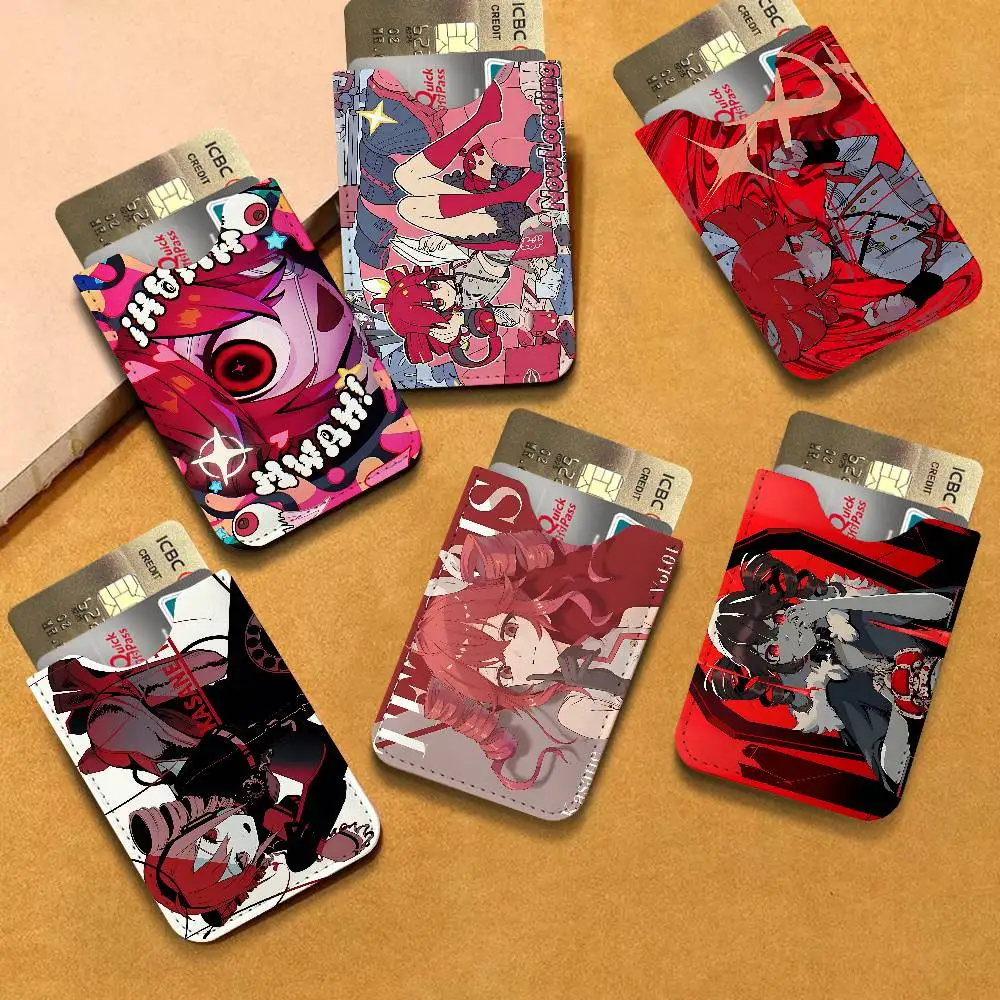 Popular Virtual Singer Kasane Teto Anime Men Leather Card Case, Minimalist Mini Credit/Bus ID Card Holder, Small Compact Office