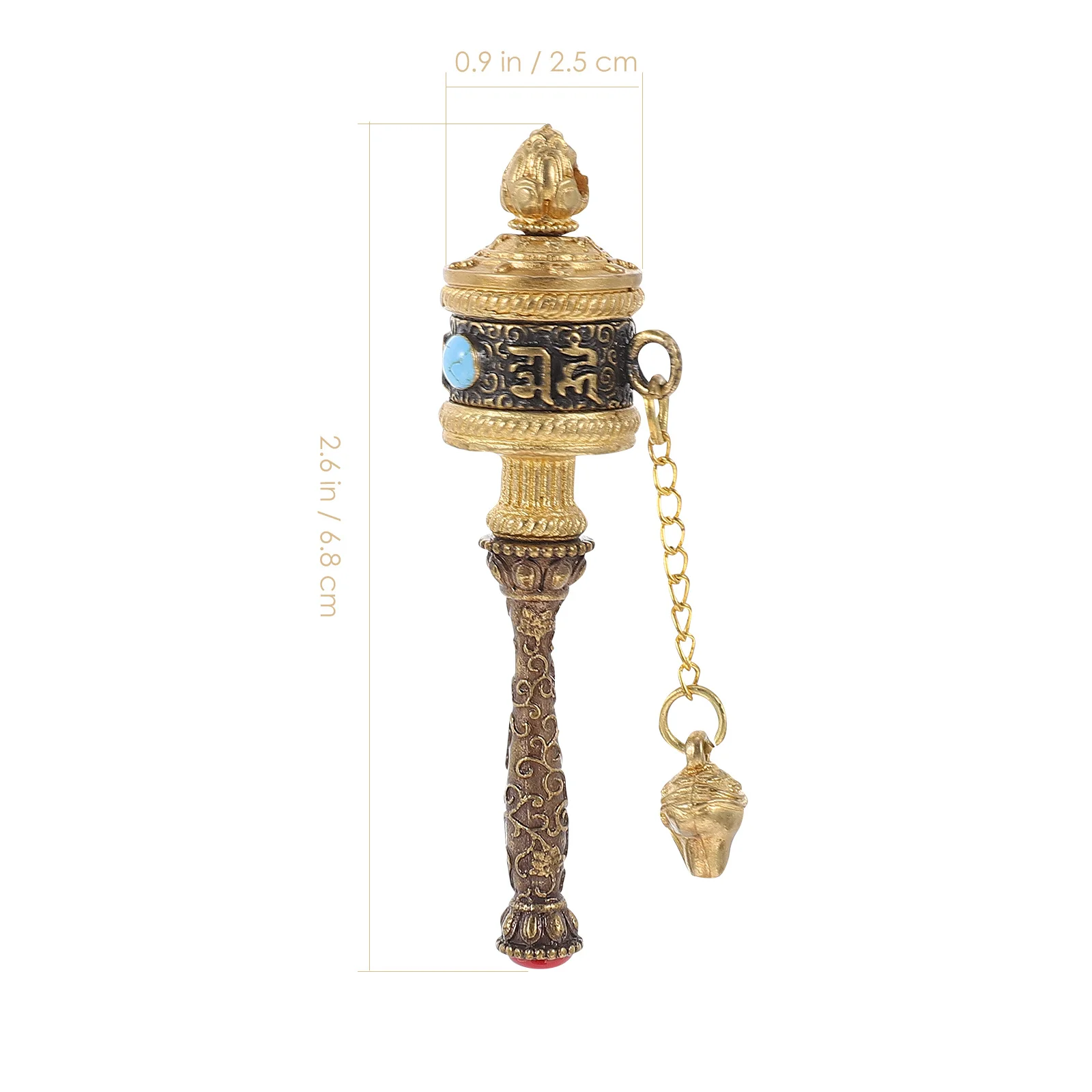 

Traditional Copper Prayer Wheel Religious Desktop Adornment Delicate Workmanship Strong Material Relaxation Aid