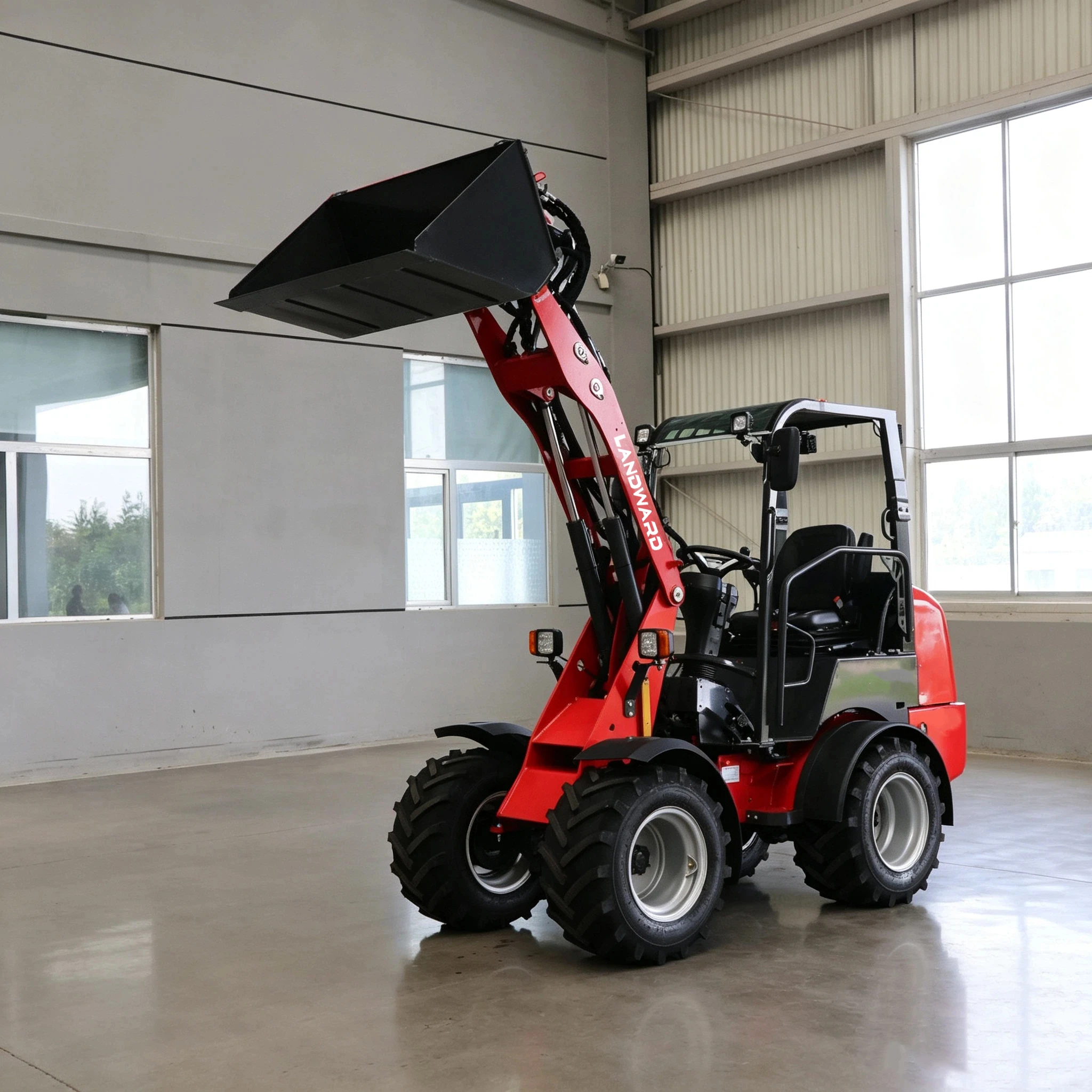 Mini-chargeuse sur pneus télescopique 2,5 tonnes avec moteur Kubota 4x4, chargeuse compacte articulée pour la ferme, la construction et les chantiers, personnalisable