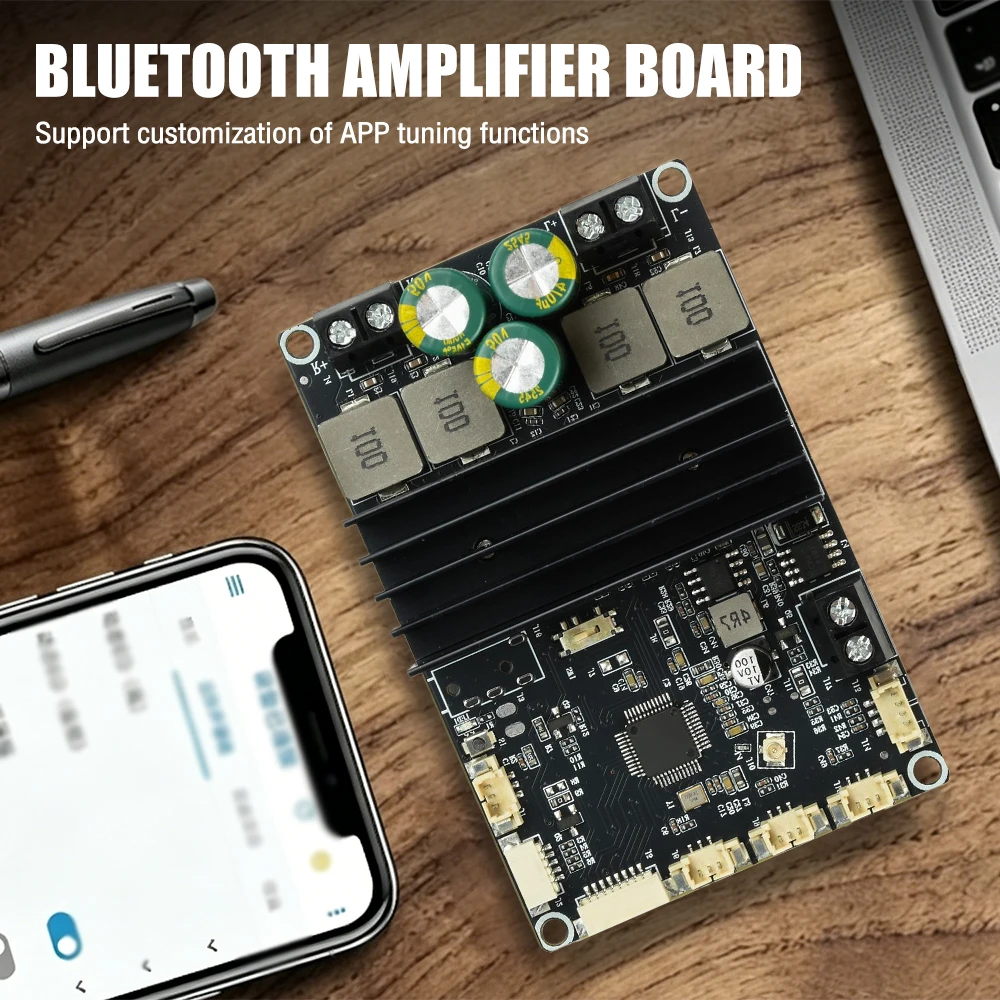 

2×100W Audio amplifier 2 channel Bluetooth + App Tuning,HiFi DIY speaker Audio System Modification 100W+100W Power Amplifiers