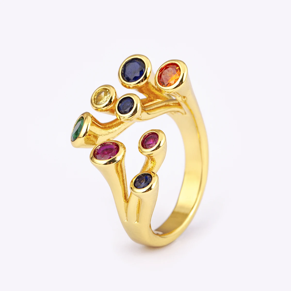 AIBEF 4 ألوان مطعمة الملونة الزركون خواتم مفتوحة قابل للتعديل للإناث الذكور غير النظامية تصميم كريستال فنجر مجوهرات هدية