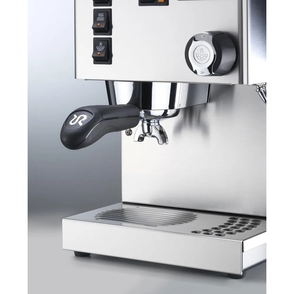 Armário de máquina de café expresso Silvia, 0,3 litros, com estrutura de ferro e painéis laterais de aço inoxidável, 11,4 por 13,4 polegadas