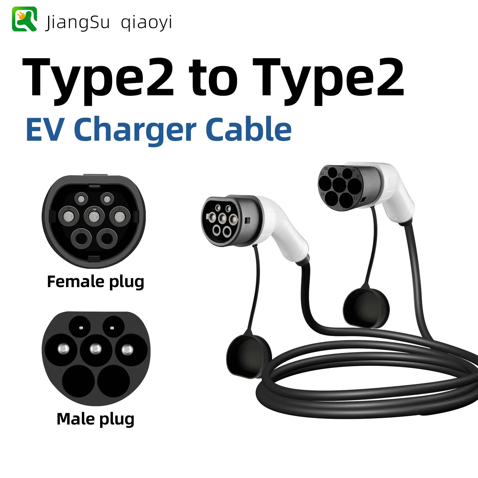 

type 2 to type 2 EVcharging coble 32A 7kw 1 Phase Type 2 Wireless Charging Station with Dual-Gun Charging Cable
