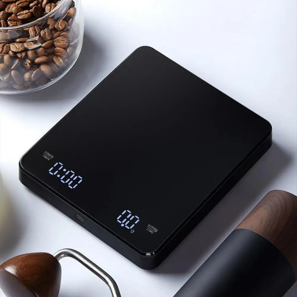 Drip Espresso Scale Multi-function Digital Coffee Scale High Precision Rechargeable Coffee Scale with Timer for Espresso Brewing