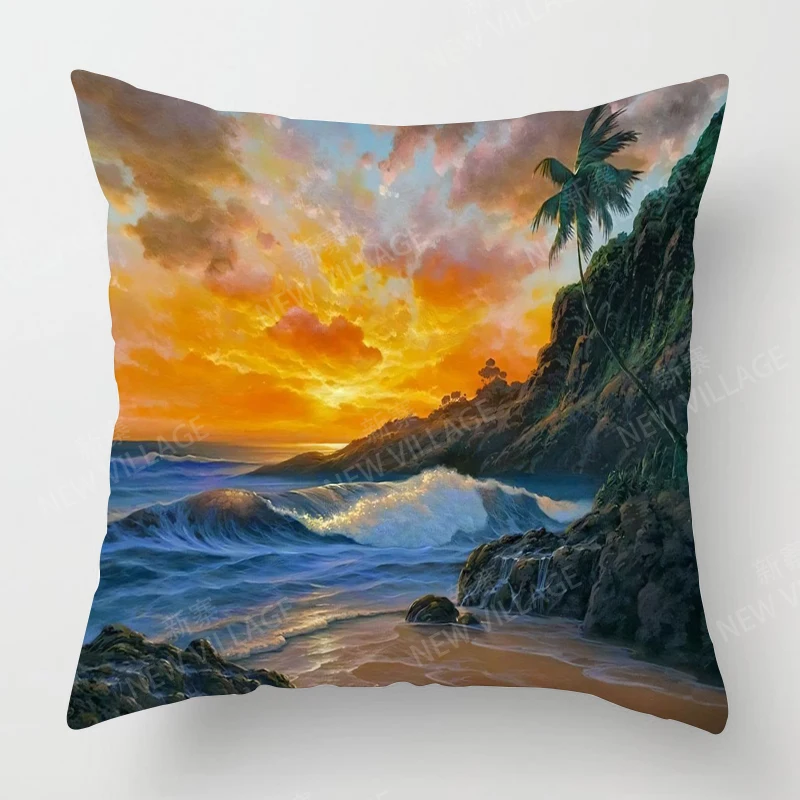 غير المؤطرة غرفة المعيشة المنزلي الديكور وسادة تغطي خمر النفط اللوحة نمط رمي وسادة غطاء 45*45 المخدة 40x40 سنتيمتر 50x50