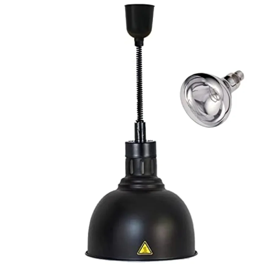 

Hanging Food Heat Lamp for Commercial Kitchens, Infrared Food Warmer with 250W Fry Heating Light, Black Metal Housing, Retracta
