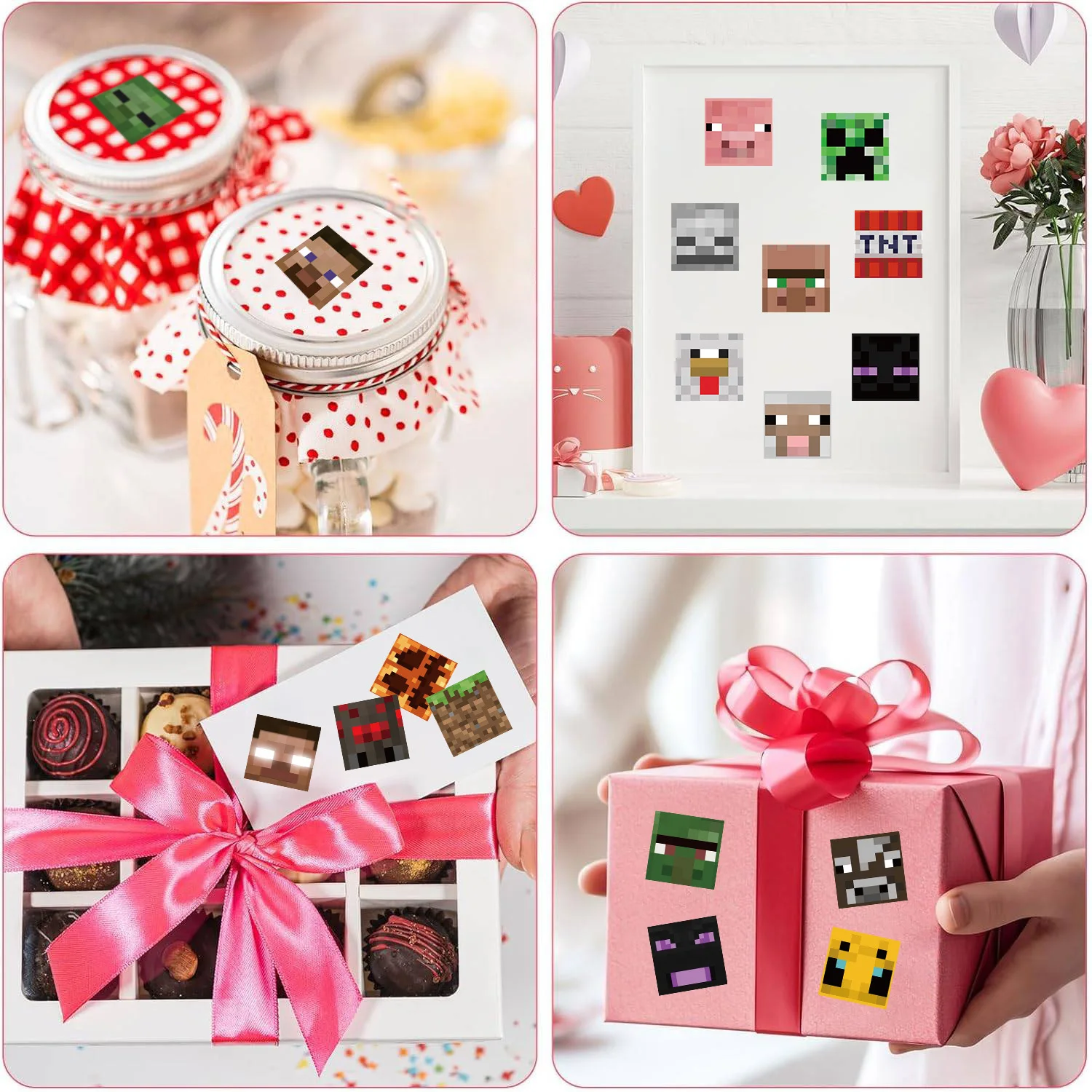 Sticker Roll 500pcs Minecraftes Diy Journal Stickers Student Stationery Desktop Decoration Piexl Game Themed Children Toys Gift