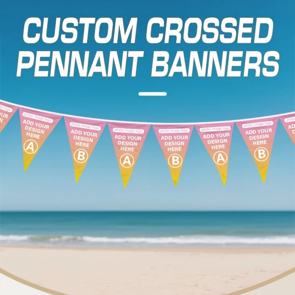 Custom Triangle Pennant Flags, Polyester Custom Travel Outdoor Mini Flags, Birthday Party, Travel Agency Tour Guide Leader Flags