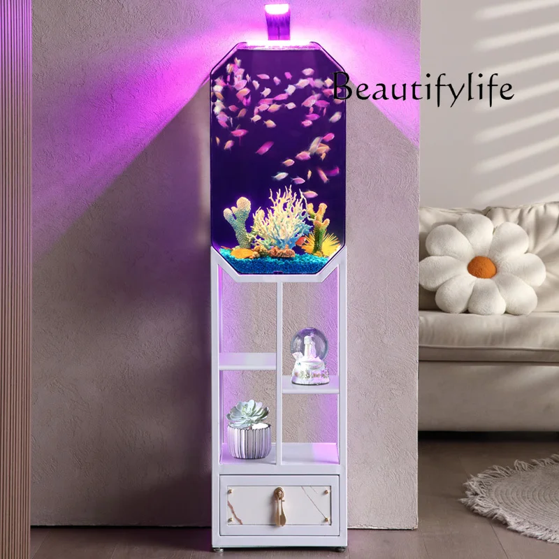

Fish tank living room small creative fish tank ecological acrylic floor vertical fish tank aquarium household