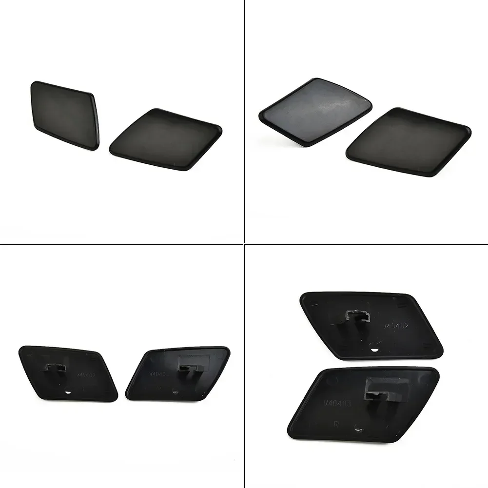 

1pair Left + Right Front Bumper Headlight Washer Cover Cap For Volvo S40, V50, 2005-2007 Black Plastic Automobiles Bumper Cover
