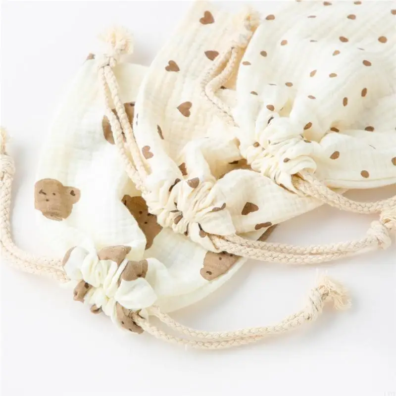 حقيبة L5YF الجافة والرطبة لتخزين حفاضات الأطفال وحقيبة تخزين برباط على شكل زهور #4