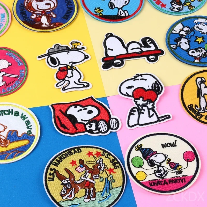 Snoopy Woodstock Cartoon Embroidered Patches Badge Cute Animation Boy Girls Clothes DIY Patches Pants Fusible Patch Accessories