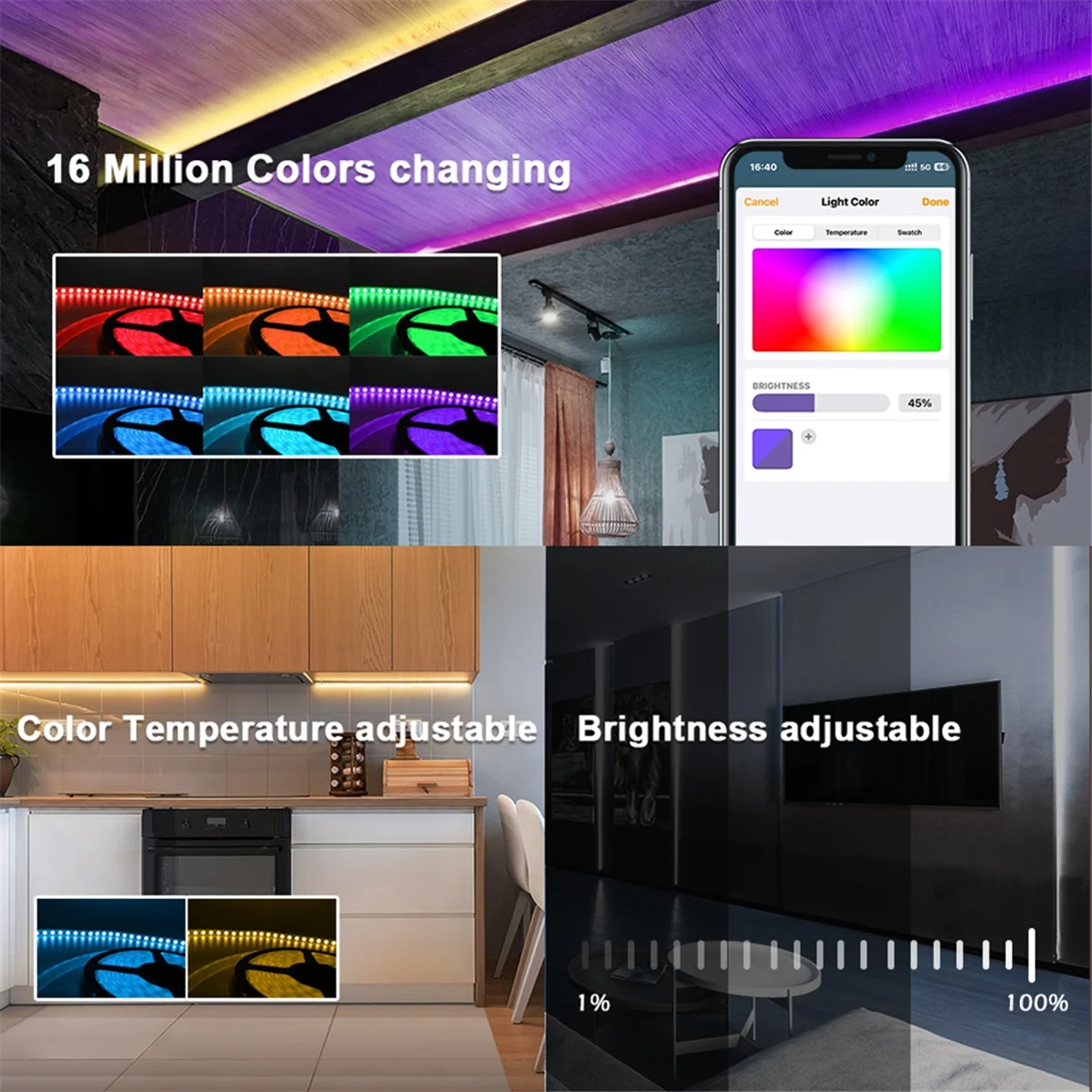 Controlador de tira de luz RGBCW con protocolo WiFi Matter, controlador LED WLED para