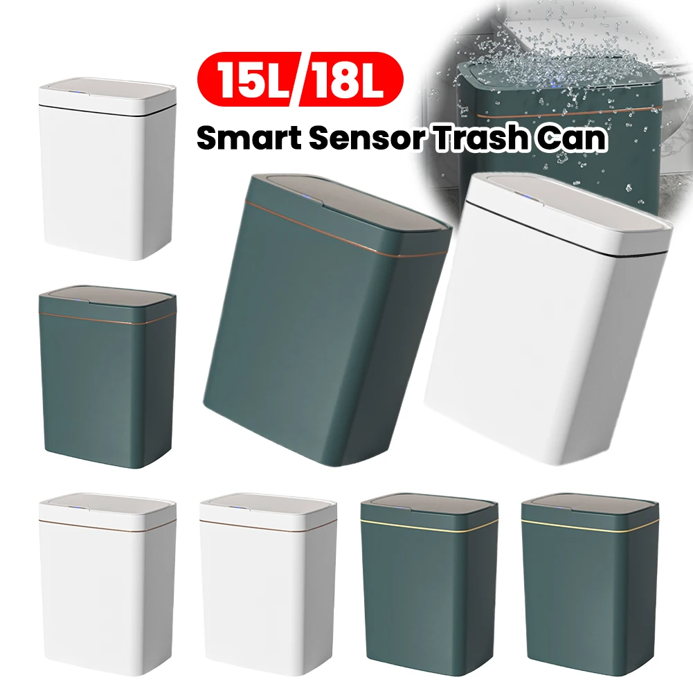 

15/18L Smart Sensor Trash Can Quiet Automatic Trash Bin Rechargeable Auto Motion Sensor Rubbish Can for Kitchen Bathroom Bedroom