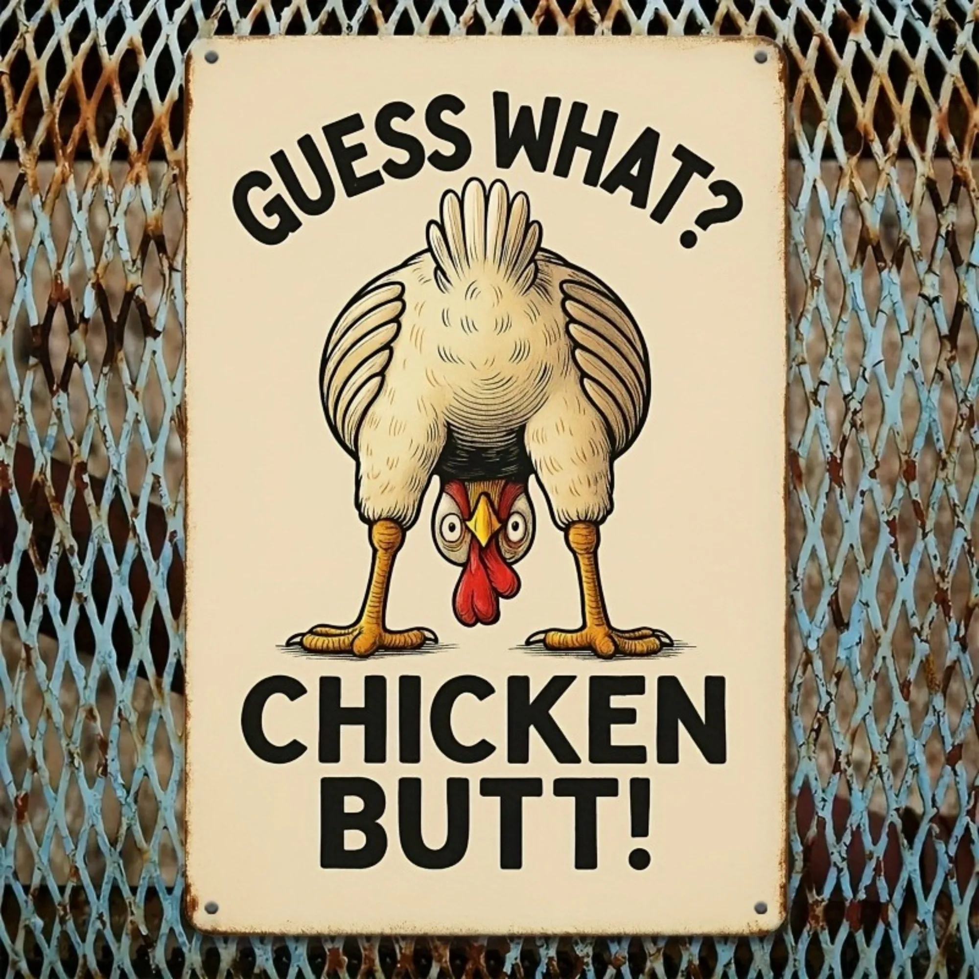 

Vintage Metal Sign Chicken Pattern Iron Sign / Metal Wall Art / Interesting Vintage Plaque Home Restaurant Bar Decoration T193