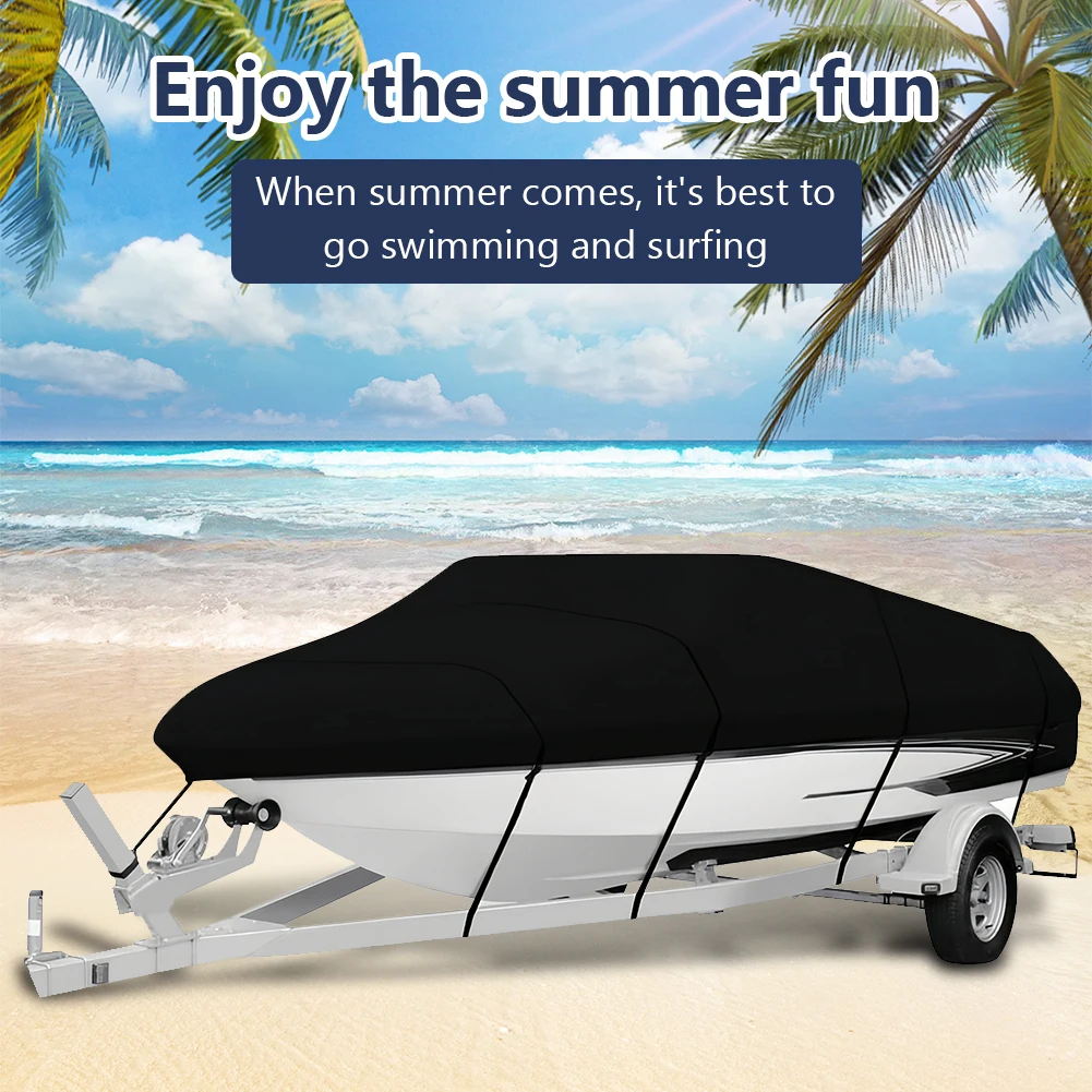 

Чехол для лодки 14-16 футов из ткани Оксфорд 210D, универсальный водонепроницаемый чехол для парусных, моторных и гребных лодок, яхт