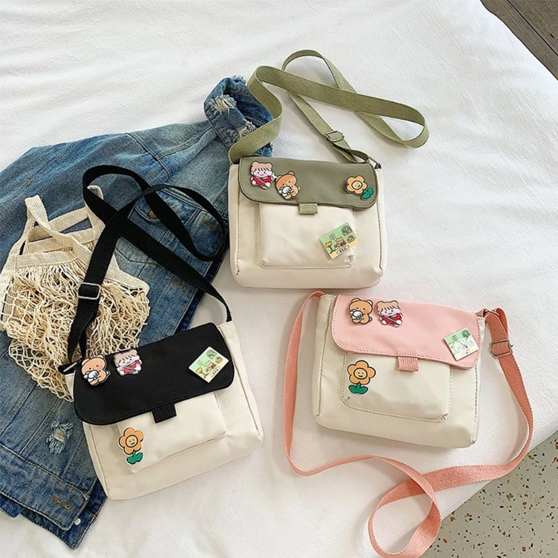 Shopping Bags Women Sweet Kawaii Printed Canvas Leisure Daily Shop Bag Crossbody Purse New
