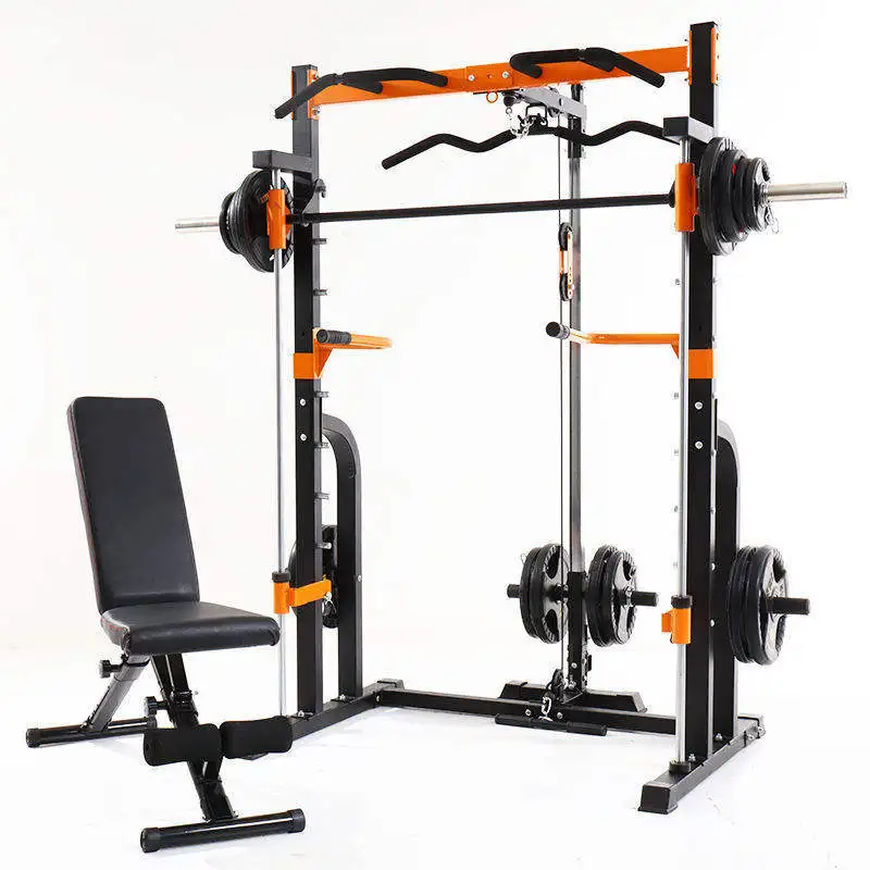 YTYIN Fitness Smith Machine Squat Rack Essential Series Pulley System Gym Squat Rack Pull Up Bar