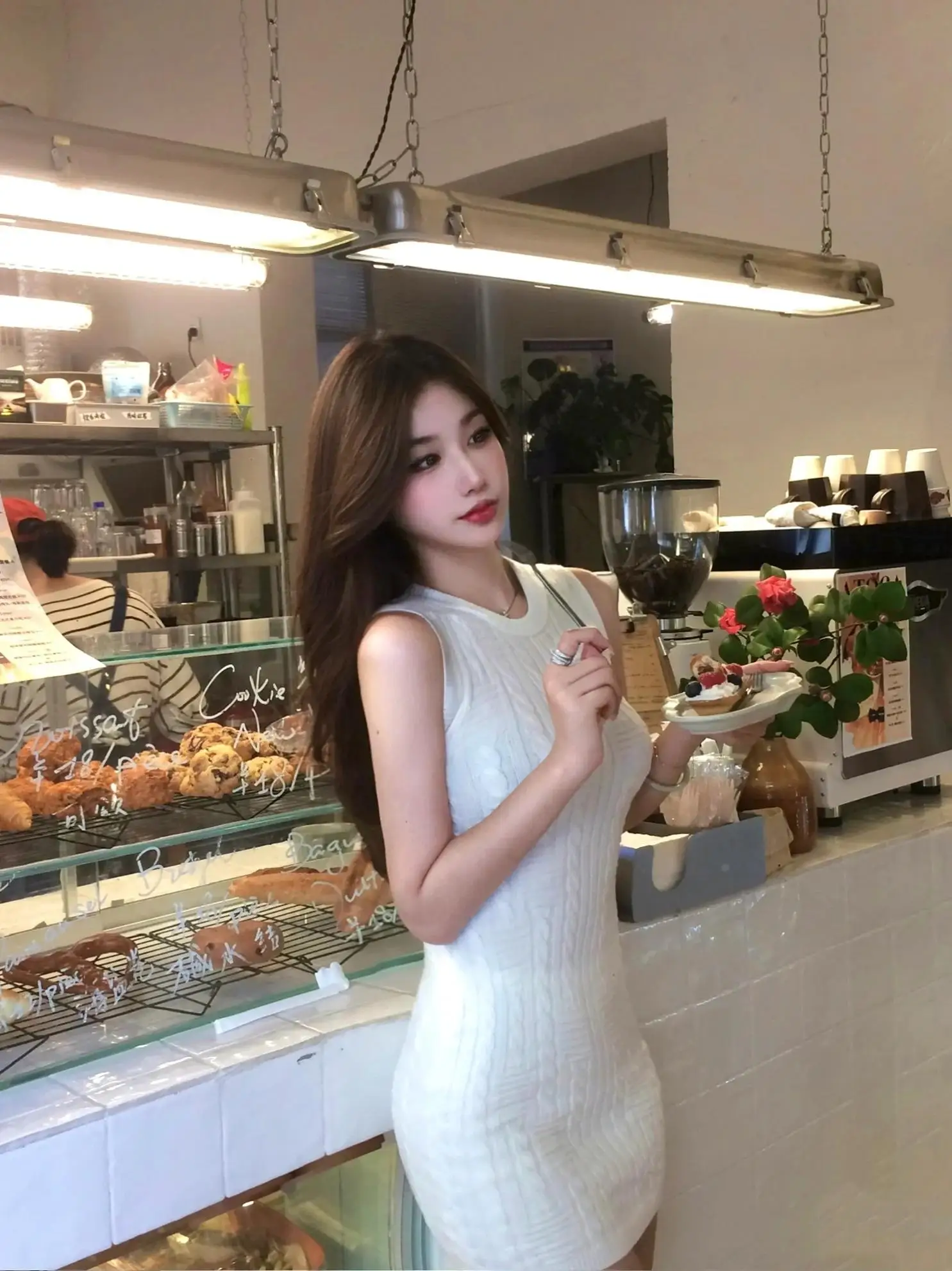 Wuus My Outfit Dames Svel Gebreide Dr Twist Uitgehold Ontwerp Afslankende Hoge Taille A-lijn Rok Geschikt voor de zomer