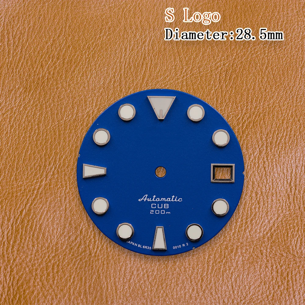 S Logo 28.5mm Red dial abalone Diver's Dial Suitable for NH35A Movement Green Luminous Watch Modification Accessories view 5