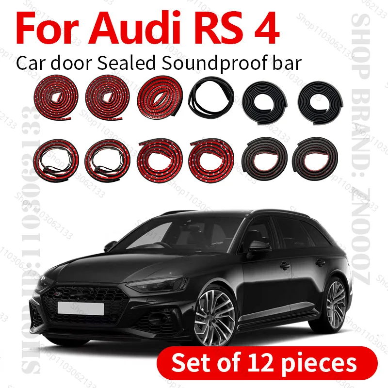 

For 2017-2025 Audi RS 4 B9 Car Door Seal Strip Rubber Double Layer Sealing Protector Soundproof Dustproof Seal Strip 12PCS Set