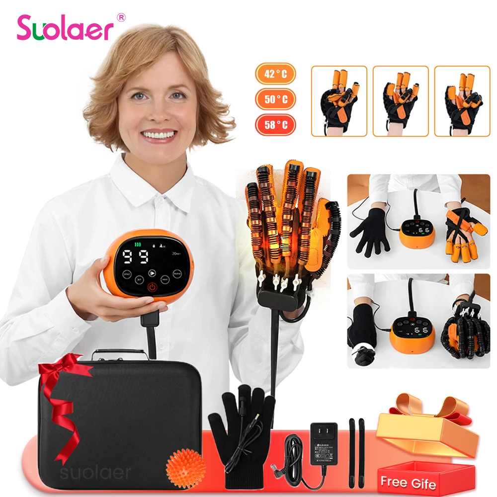 

Upgraded Heating Rehabilitation Training Robot Gloves with Voice Prompts Stroke Hemiplegia Hand Function Recovery Finger Trainer