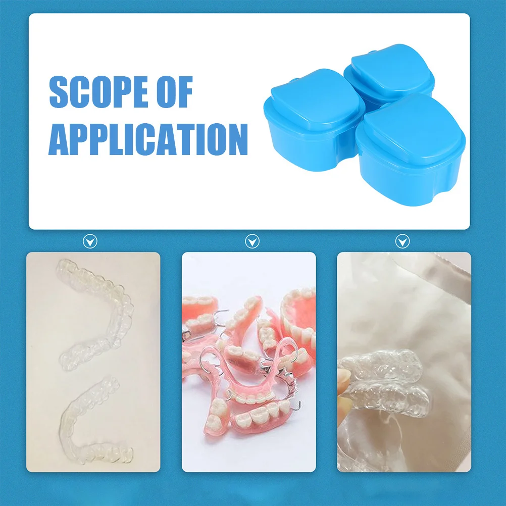 3Pcs Denture Storage Box Strong Plastic Retainer Case Oral Care Mini Portable Dental Orthodontic Container Protective Guard