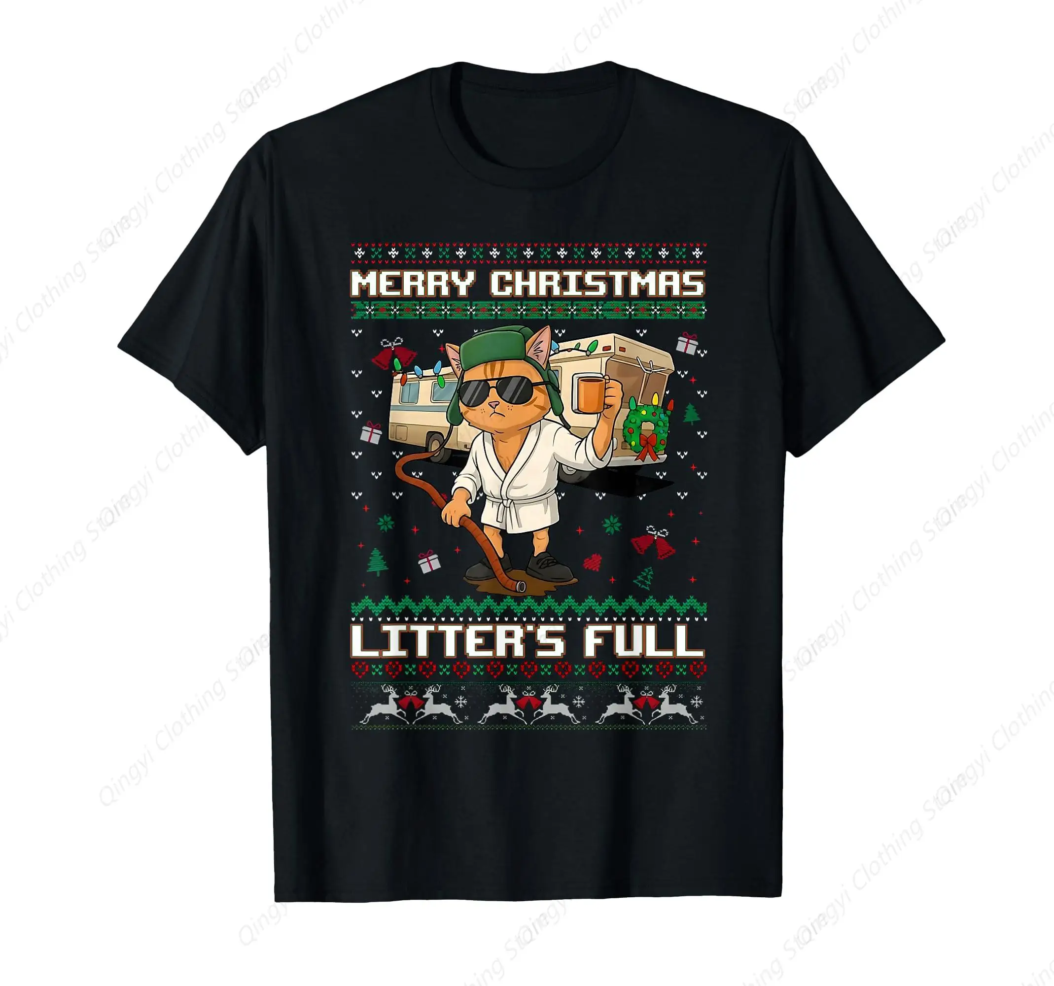 

Merry Christmas Litter's Full Funny Cat Xmas T-Shirt