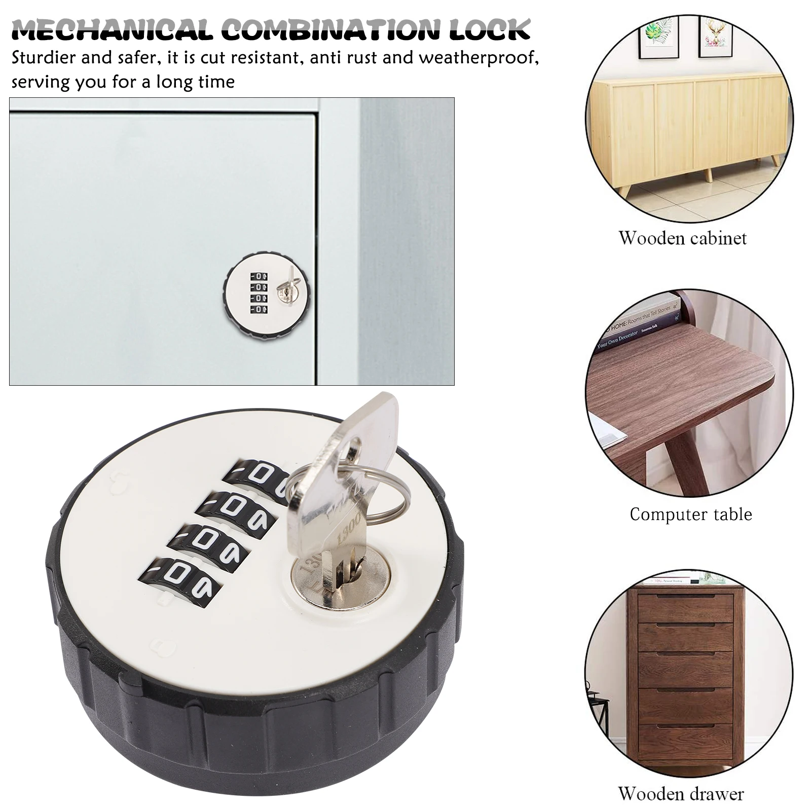 4 Digit Combination Password Zinc Alloy Code Lock For Gym Cabinet Drawer Storage Unit Sturdy Weatherproof Lock