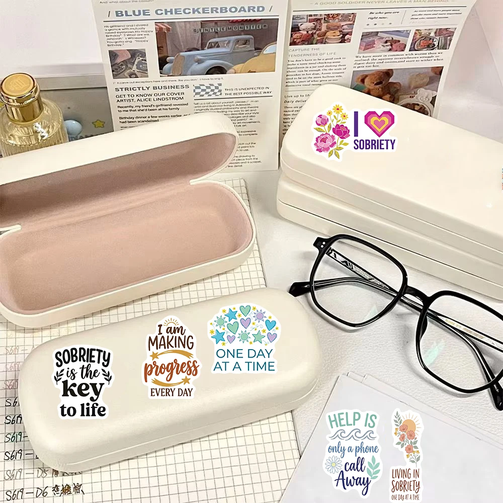 50pcs Sobriety Quotation Sticker DIY Luggage Manual Laptop Inspirational Gift Decorative Guitar Phones Skateboard Stickers