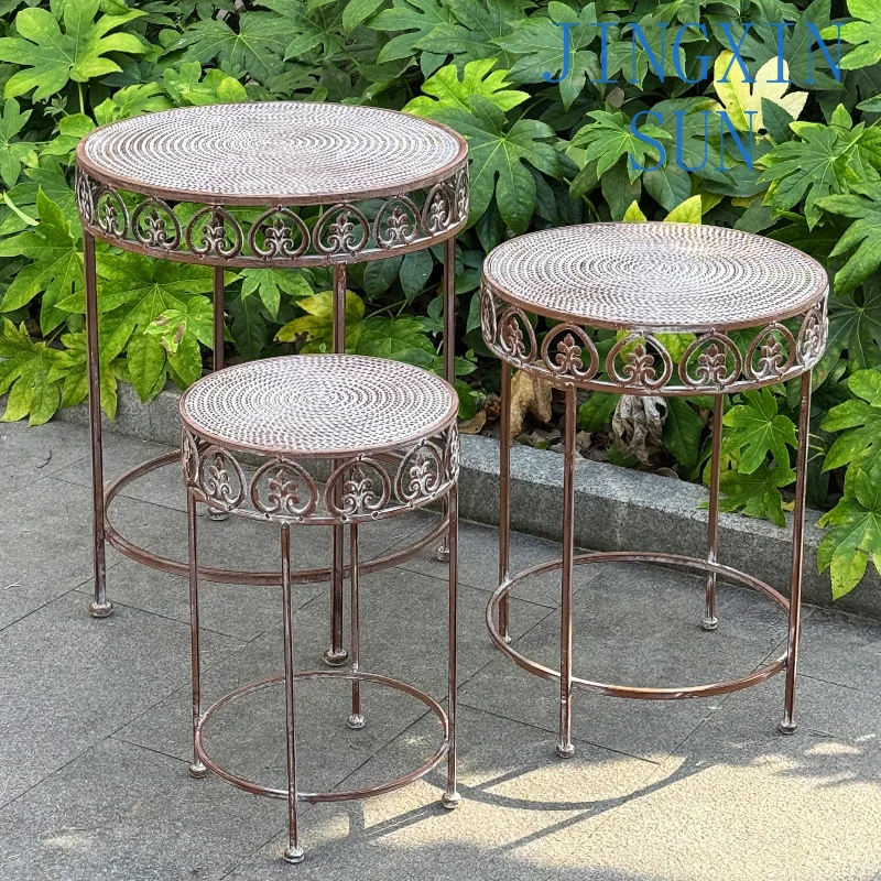 Retro old wrought iron flower frame stool combination balcony dill flower pot bracket floor-to-ceiling shelf multi-purpose