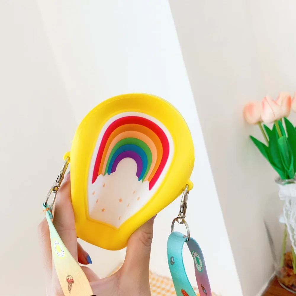 Baby Girls Donut Crossbody Bag Children Cute Silicone Mini Coin Purse Handbags Small Wallets Kids Rainbow Messenger Shoulder Bag