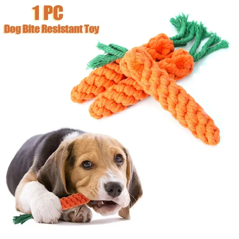 Chew Toys for Small Dogs Cleaning Teeth Dog Toys Bite Resistant Pet Dog  Puppy Carrot Cotton Rope Pet Playing Toy Accessories