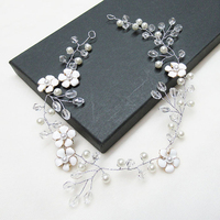 Ezte  Bridal Headwear Silver-Colour Women's Fashion Wedding Flower Headband