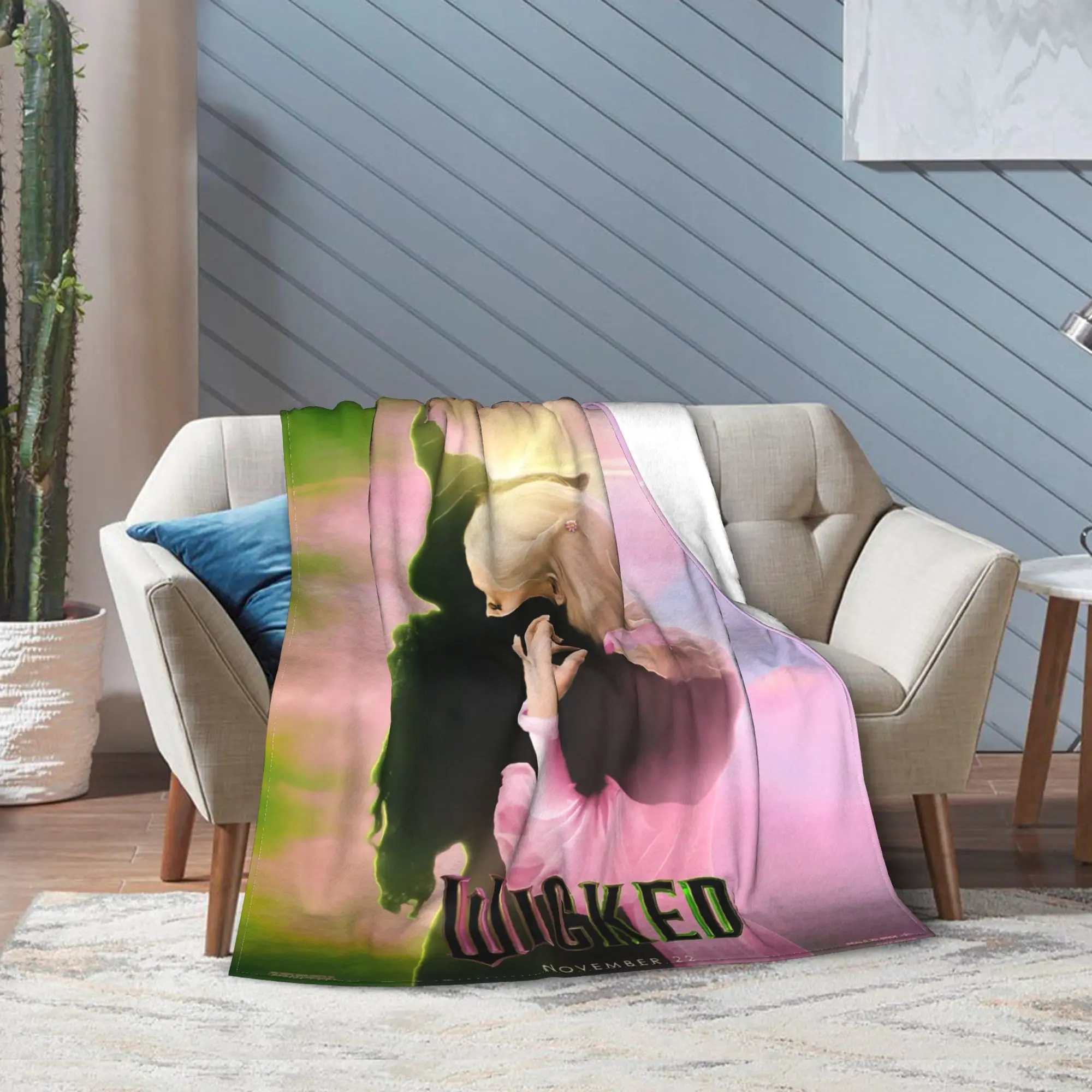 سوبر شريرة الفيلم الموسيقي 2024 رمي بطانية قسط الصوف الفانيلا خفيفة الوزن بطانية سرير الدافئة بطانيات قطيفة استخدام كل موسم